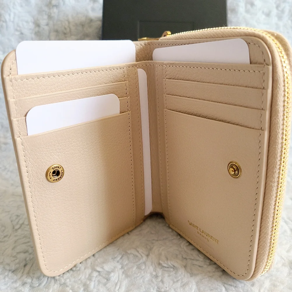YSL Saint Laurent Beige Tiny Monogram Bi-Fold Wallet - Picture 8 of 12